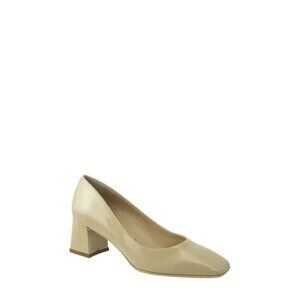 RON White "Lizbeth" Square Toe Block Heel BNWT Italy Nude Pump Patent